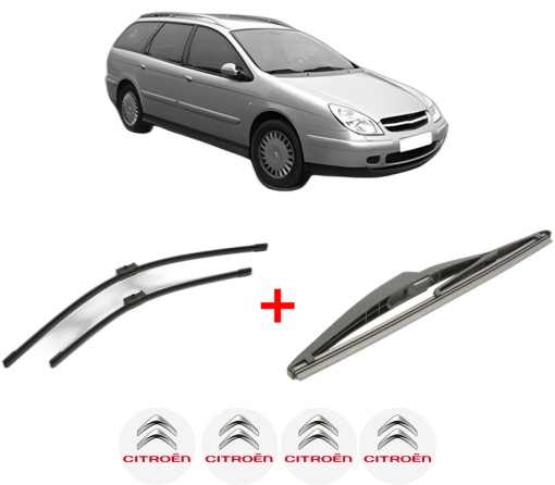 Set 3 stergatoare CITROEN C5 I Break (DE_) din 2001 - 2004, pentru parbriz si luneta fata si spate auto, Bosch Twin, din cauciuc siliconat rezistent, 4 Stickere Auto CITROEN