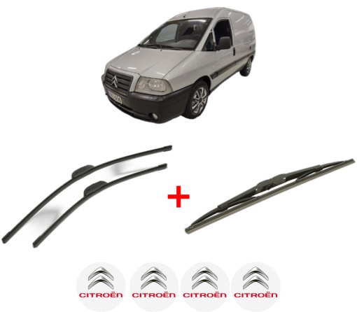 Set 3 stergatoare CITROEN JUMPY II Platform/Chassis din 2006 - 2016, pentru parbriz si luneta fata si spate auto, Bosch Twin, din cauciuc siliconat rezistent, 4 Stickere Auto CITROEN