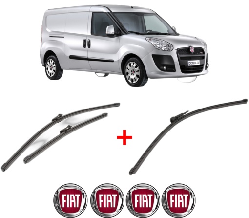 Set 3 stergatoare FIAT DOBLO Bus (263_) din 2010 - 2023, pentru parbriz si luneta fata si spate auto, Valeo Silencio Xtrm, din cauciuc siliconat rezistent, 4 Stickere Auto FIAT