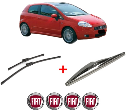 Set 3 stergatoare FIAT PANDA (312_, 319_) din 2012, pentru parbriz si luneta fata si spate auto, Bosch Twin, din cauciuc siliconat rezistent, 4 Stickere Auto FIAT