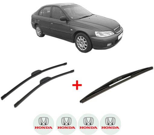 Set 3 stergatoare HONDA ACCORD VI Hatchback (CH, CL) din 1999 - 2002, pentru parbriz si luneta fata si spate auto, Bosch Twin, din cauciuc siliconat rezistent, 4 Stickere Auto HONDA