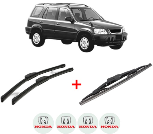 Set 3 stergatoare HONDA CR-V I (RD) din 1995 - 2002, pentru parbriz si luneta fata si spate auto, Bosch Twin, din cauciuc siliconat rezistent, 4 Stickere Auto HONDA