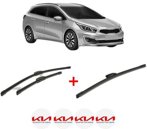 Set 3 stergatoare KIA CEED Combi Van (CD) din 2018 - 2020, pentru parbriz si luneta fata si spate auto, Bosch Aerotwin, din cauciuc siliconat rezistent, 4 Stickere Auto KIA