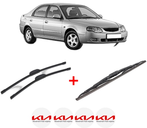 Set 3 stergatoare KIA SHUMA II Saloon (FB) din 2001 - 2004, pentru parbriz si luneta fata si spate auto, Bosch Twin, din cauciuc siliconat rezistent, 4 Stickere Auto KIA