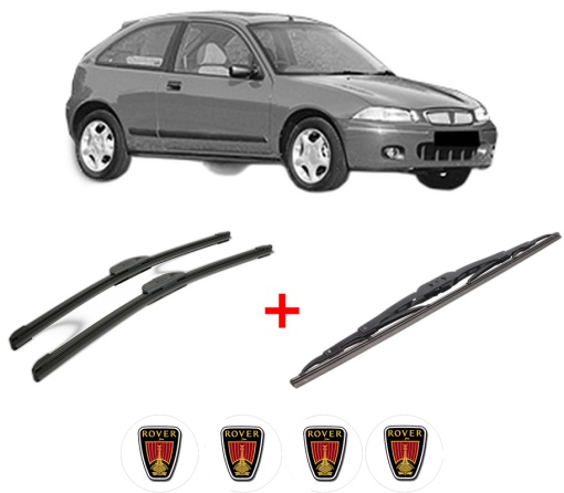 Set 3 stergatoare ROVER 200 II Hatchback (RF) din 1995 - 2000, pentru parbriz si luneta fata si spate auto, Bosch Twin, din cauciuc siliconat rezistent, 4 Stickere Auto ROVER