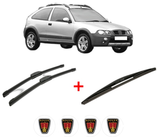 Set 3 stergatoare ROVER STREETWISE Hatchback din 2003 - 2005, pentru parbriz si luneta fata si spate auto, Bosch Twin, din cauciuc siliconat rezistent, 4 Stickere Auto ROVER