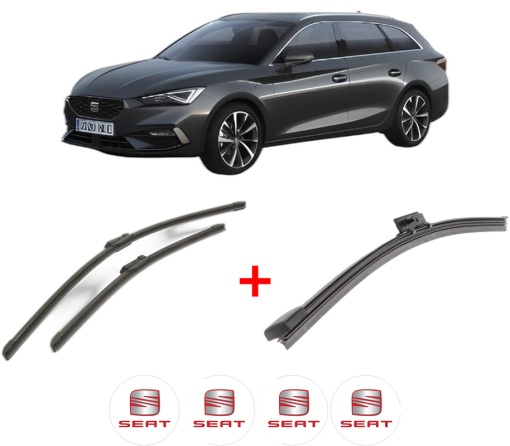 Set 3 stergatoare SEAT LEON Sportstourer (KL8, KLD) din 2020, pentru parbriz si luneta fata si spate auto, Bosch Aerotwin, din cauciuc siliconat rezistent, 4 Stickere Auto SEAT