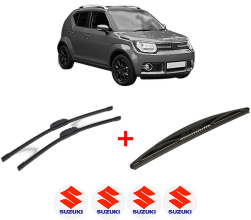Set 3 stergatoare SUZUKI IGNIS III (MF, FF) din 2016, pentru parbriz si luneta fata si spate auto, Bosch Twin, din cauciuc siliconat rezistent, 4 Stickere Auto SUZUKI