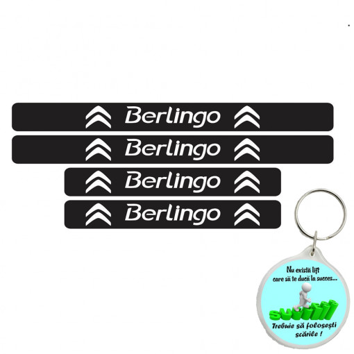 Set 4 protectii praguri auto autoadezive Berlingo si breloc Succes,