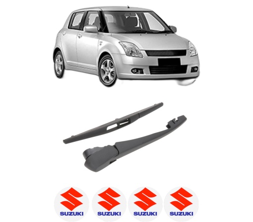 Set brat stergator spate cu lamela pentru SUZUKI SWIFT III (MZ, EZ) din 2005-2015, pentru spate, din cauciuc siliconat rezistent, 4 stickere auto SUZUKI