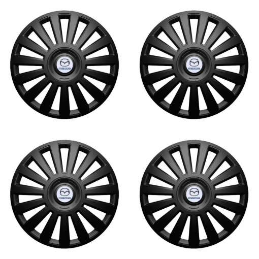 Set Capace Roti Negre Lux cu spite late compatibil cu Mazda