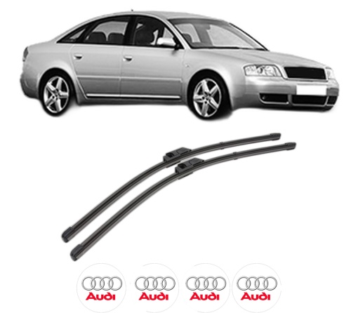 Set stergatoare AUDI A6 C5 (4B2, 4B4) din 1997-2005, pentru parbriz auto, 2 bucati, Valeo Silencio Xtrm, din cauciuc siliconat rezistent, 4 Stickere Auto AUDI