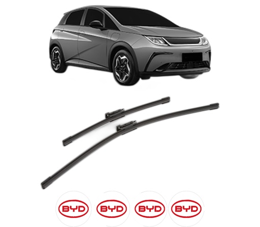 Set stergatoare BYD DOLPHIN din 2021-2023, pentru parbriz auto, 2 bucati, Bosch Aerotwin, din cauciuc siliconat rezistent, 4 Stickere Auto BYD