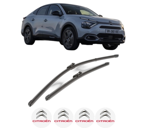 Set stergatoare CITROEN C4 X (BD_, BE_, BF_) din 2022-2024, pentru parbriz auto, 2 bucati, Valeo Silencio Xtrm, din cauciuc siliconat rezistent, 4 Stickere Auto CITROEN