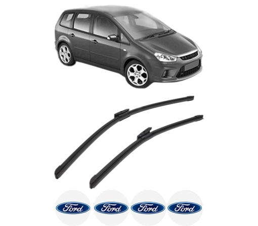 Set stergatoare FORD C-MAX (DM2) din 2007-2010, pentru parbriz auto, 2 bucati, Bosch Aerotwin Multi, din cauciuc siliconat rezistent, 4 Stickere Auto FORD
