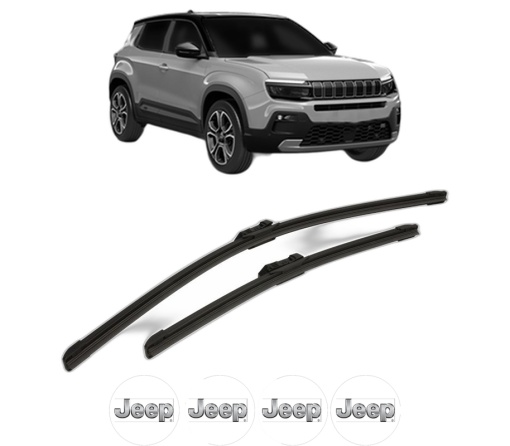 Set stergatoare JEEP AVENGER (J2) din 2022-2024, pentru parbriz auto, 2 bucati, Bosch Aerotwin, din cauciuc siliconat rezistent, 4 Stickere Auto JEEP