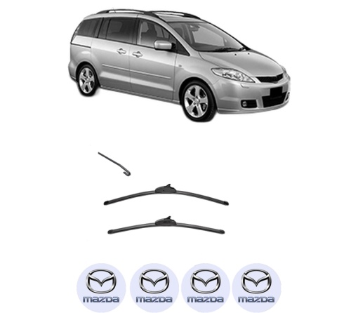 Set stergatoare MAZDA 5 (CR) din 2005-2010, pentru parbriz auto, 2 bucati, Valeo Silencio, din cauciuc siliconat rezistent, 4 Stickere Auto MAZDA