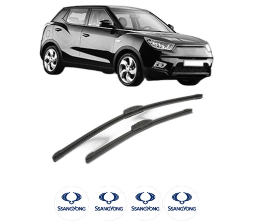 Set stergatoare SSANGYONG TIVOLI din 2015-2021, pentru parbriz auto, 2 bucati, Bosch Aerotwin Retrofit, din cauciuc siliconat rezistent, 4 Stickere Auto SSANGYONG
