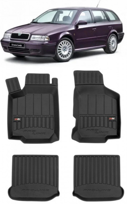 Skoda Octavia I, Combi, Din 1998 - 2004 , Set Covorase Auto Tip Tavita Premium 3D, din cauciuc
