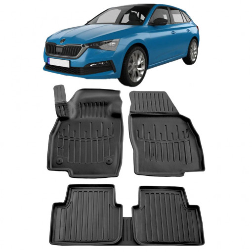 Skoda Scala (2019-) Set Covorase auto tip tavita din cauciuc Premium Umbrella