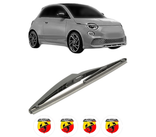 Stergator lamela spate ABARTH 500E Convertible (332_) din 2023, pentru luneta auto, Bosch Twin, din cauciuc siliconat rezistent, 4 Stickere Auto ABARTH
