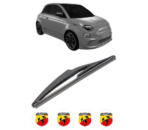 Stergator lamela spate ABARTH 500E Hatchback (332_) din 2023, pentru luneta auto, Valeo Silencio, din cauciuc siliconat rezistent, 4 Stickere Auto ABARTH