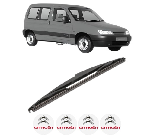 Stergator lamela spate CITROEN BERLINGO / BERLINGO FIRST MPV (MF_, GJK_, GFK_) din 1996 - 2011, pentru luneta auto, Valeo Silencio, din cauciuc siliconat rezistent, 4 Stickere Auto CITROEN
