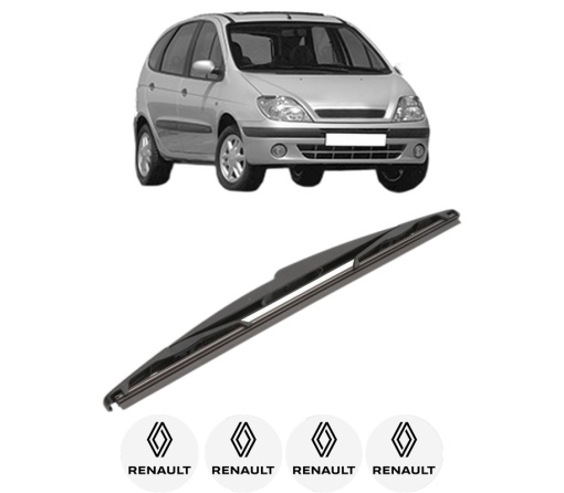 Stergator lamela spate RENAULT SCENIC I MPV (JA0/1_, FA0_) din 1999 - 2003, pentru luneta auto, Valeo Silencio, din cauciuc siliconat rezistent, 4 Stickere Auto RENAULT