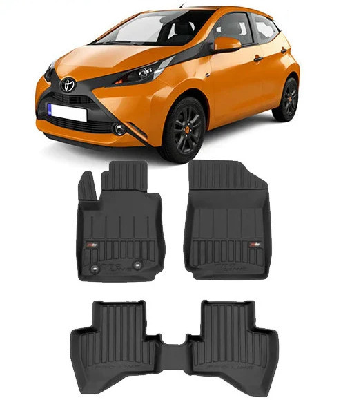 Toyota Aygo II Din 07.2014 - Prezent, Hatchback , Set Covorase Auto Tip Tavita Premium 3D, din cauciuc