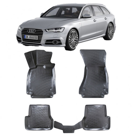 Audi A6 C7 Facelift 2015-2018 Set 4 covorase auto din cauciuc tip tavita premium line 3D