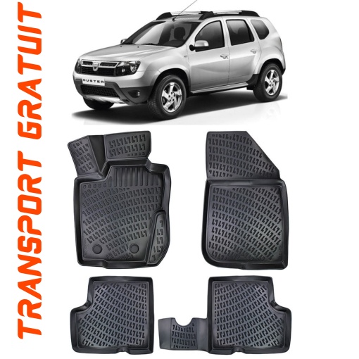 Dacia Duster 4X2 2010-2017 Set 4 covorase auto din cauciuc tip tavita premium line 3D