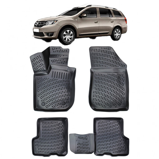 Dacia Logan II Mcv 2012- Set 4 covorase auto din cauciuc tip tavita premium line 3D