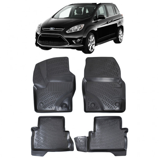 Ford C-Max II 2011-2019 Set 4 covorase auto din cauciuc tip tavita premium line 3D