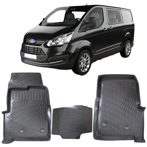 Ford Transit Custom 2012- Set 3 Covorase Auto (Fata) Cauciuc Tip tavita Premium Line 3D