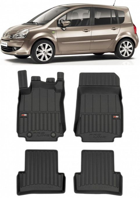 Renault Modus Din 01.2004 - 12.2007, Hatchback , Set Covorase Auto Tip Tavita Premium 3D, din cauciuc