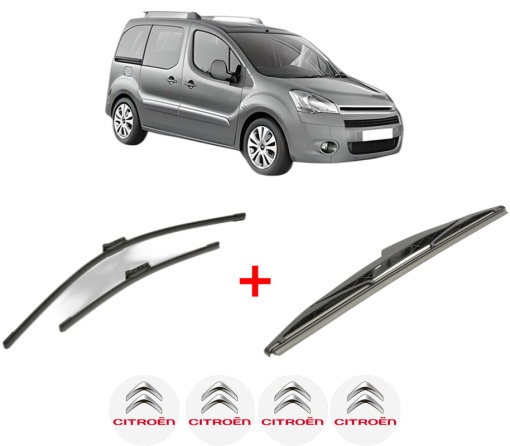 Set 3 stergatoare CITROEN BERLINGO MULTISPACE (B9) din 2008 - 2021, pentru parbriz si luneta fata si spate auto, Bosch Twin, din cauciuc siliconat rezistent, 4 Stickere Auto CITROEN