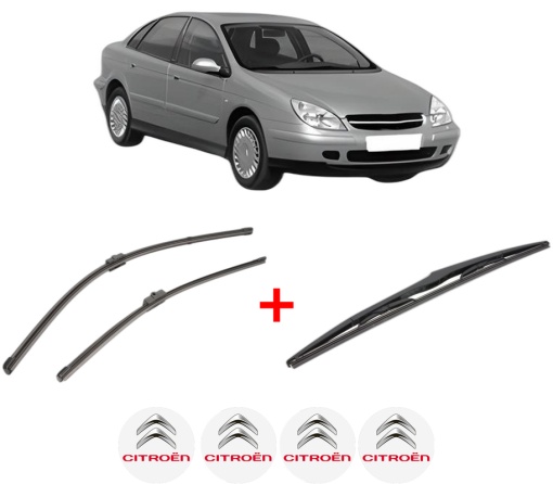 Set 3 stergatoare CITROEN C5 I (DC_) din 2001 - 2004, pentru parbriz si luneta fata si spate auto, Valeo Silencio, din cauciuc siliconat rezistent, 4 Stickere Auto CITROEN