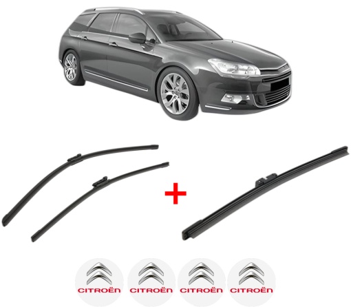 Set 3 stergatoare CITROEN C5 III Break (RW_) din 2008 - 2017, pentru parbriz si luneta fata si spate auto, Bosch Aerotwin, din cauciuc siliconat rezistent, 4 Stickere Auto CITROEN