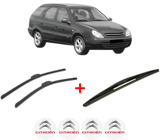 Set 3 stergatoare CITROEN XSARA Break (N2) din 1997 - 2005, pentru parbriz si luneta fata si spate auto, Bosch Twin, din cauciuc siliconat rezistent, 4 Stickere Auto CITROEN
