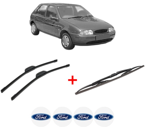 Set 3 stergatoare FORD FIESTA IV (JA_, JB_) din 1995 - 2002, pentru parbriz si luneta fata si spate auto, Bosch Twin, din cauciuc siliconat rezistent, 4 Stickere Auto FORD
