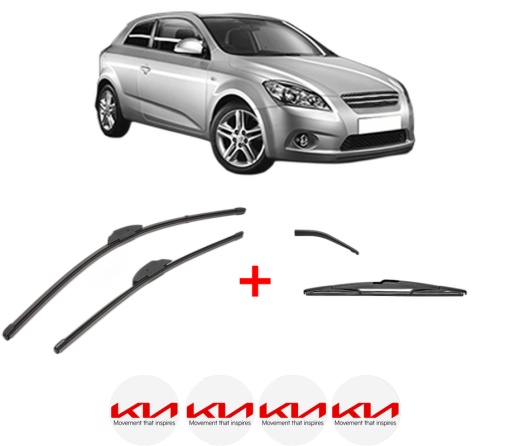 Set 3 stergatoare KIA CEE'D Hatchback (ED) din 2006 - 2012, pentru parbriz si luneta fata si spate auto, Valeo Silencio, din cauciuc siliconat rezistent, 4 Stickere Auto KIA