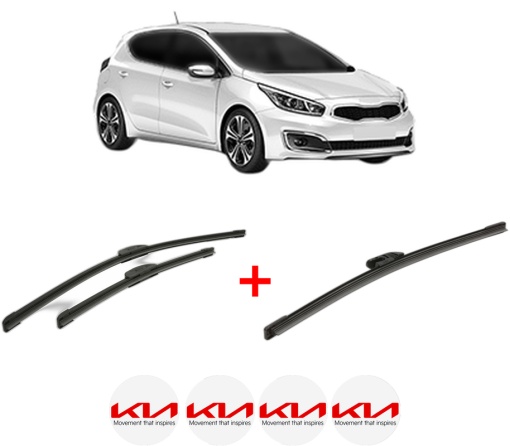 Set 3 stergatoare KIA CEED Hatchback Van (CD) din 2018 - 2020, pentru parbriz si luneta fata si spate auto, Bosch Aerotwin, din cauciuc siliconat rezistent, 4 Stickere Auto KIA
