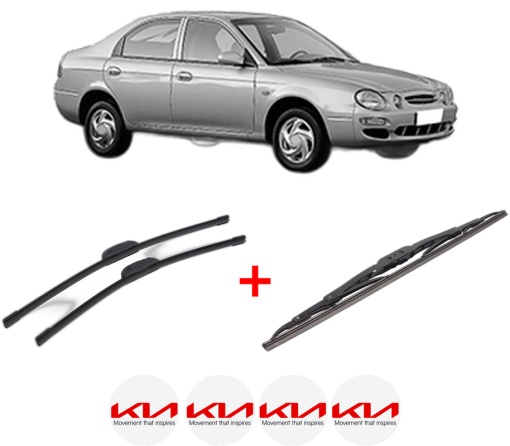 Set 3 stergatoare KIA SHUMA Saloon (FB) din 1997 - 2001, pentru parbriz si luneta fata si spate auto, Bosch Twin, din cauciuc siliconat rezistent, 4 Stickere Auto KIA