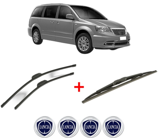 Set 3 stergatoare LANCIA VOYAGER MPV (404_) din 2011 - 2014, pentru parbriz si luneta fata si spate auto, Bosch Twin, din cauciuc siliconat rezistent, 4 Stickere Auto LANCIA