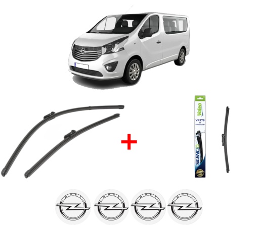 Set 3 stergatoare OPEL VIVARO B Bus (X82) din 2014 - 2019, pentru parbriz si luneta fata si spate auto, Valeo Silencio, din cauciuc siliconat rezistent, 4 Stickere Auto OPEL