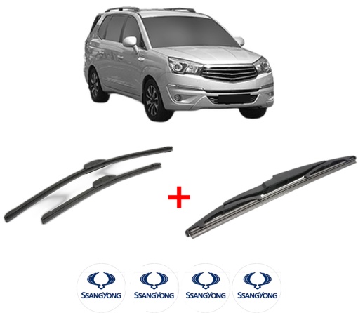 Set 3 stergatoare SSANGYONG RODIUS II VAN (CA1) din 2015, pentru parbriz si luneta fata si spate auto, Bosch Twin, din cauciuc siliconat rezistent, 4 Stickere Auto SSANGYONG