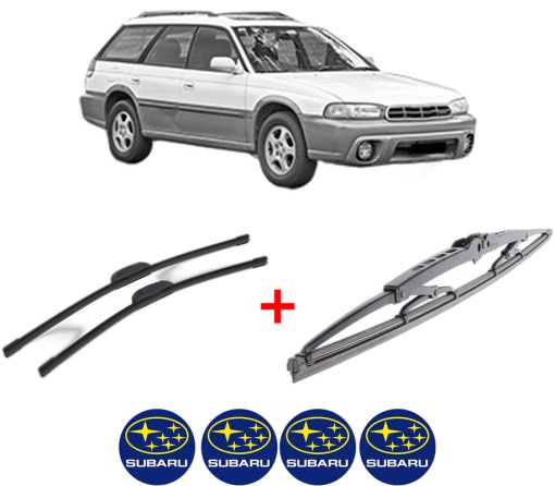 Set 3 stergatoare SUBARU LEGACY OUTBACK (BG) din 1996 - 1999, pentru parbriz si luneta fata si spate auto, Bosch Twin, din cauciuc siliconat rezistent, 4 Stickere Auto SUBARU