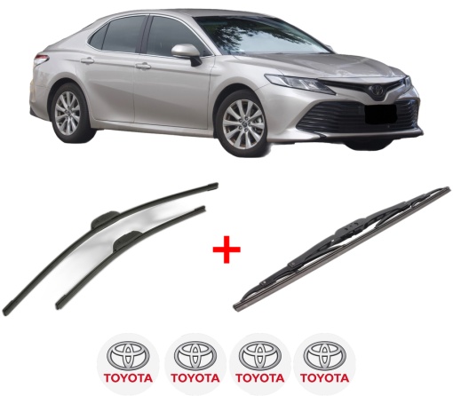 Set 3 stergatoare TOYOTA CAMRY Saloon (_V5_) din 2011 - 2018, pentru parbriz si luneta fata si spate auto, Bosch Twin, din cauciuc siliconat rezistent, 4 Stickere Auto TOYOTA