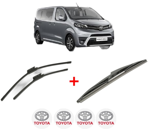 Set 3 stergatoare TOYOTA PROACE VERSO Bus (MPY_) din 2016 - 2023, pentru parbriz si luneta fata si spate auto, Bosch Twin, din cauciuc siliconat rezistent, 4 Stickere Auto TOYOTA