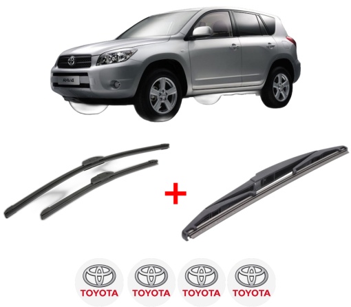 Set 3 stergatoare TOYOTA RAV 4 III (_A3_) din 2005 - 2014, pentru parbriz si luneta fata si spate auto, Bosch Twin, din cauciuc siliconat rezistent, 4 Stickere Auto TOYOTA